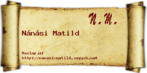 Nánási Matild névjegykártya